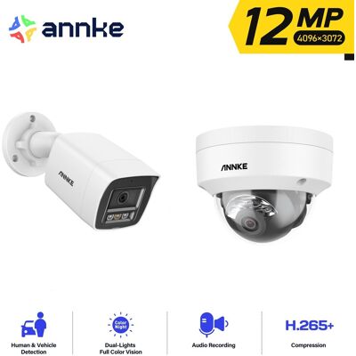 Annke - 12mp Cámara De Seguridad Exterior Acceso Remoto Visión Nocturna A Color Detección De Movimiento,2pcs Annke - 12mp Cámara De Seguridad Exterior Acceso Remoto Visión Nocturna A Color Detección De Movimiento,2pcs