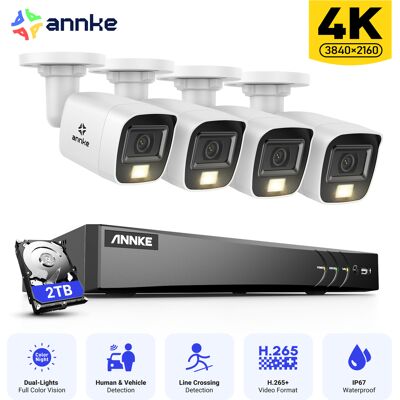 4k Kit De Vigilancia Exterior,8ch Dvr 4 Cámaras,ip67,visión Nocturna Color E Ir, Sistema De Seguridad De Acceso Remoto,2tb - Annke 4k Kit De Vigilancia Exterior,8ch Dvr 4 Cámaras,ip67,visión Nocturna Color E Ir, Sistema De Seguridad De Acceso Remoto,2tb - Annke