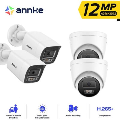 Annke 12mp Cámara De Seguridad Exterior Acceso Remoto Visión Nocturna A Color Detección De Movimiento,4pcs Annke 12mp Cámara De Seguridad Exterior Acceso Remoto Visión Nocturna A Color Detección De Movimiento,4pcs