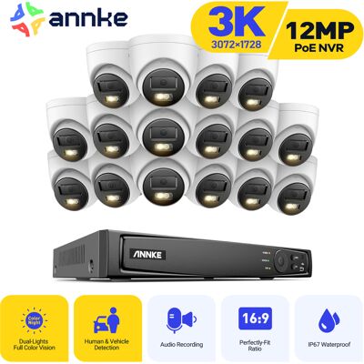 Cámara De Vigilancia Exterior 3k, Kit De Videovigilancia Con Nvr De 16 Canales Y Cámara Ip Poe De 16x5mp, Visión Nocturna En Color, Detección De Personas/vehículos - Annke Cámara De Vigilancia Exterior 3k, Kit De Videovigilancia Con Nvr De 16 Canales Y Cámara Ip Poe De 16x5mp, Visión Nocturna En Color, Detección De Personas/vehículos - Annke