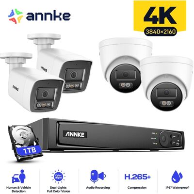 4k 16ch Sistema De Cámaras De Seguridad 4 Bullet Y 4 Tower Exterior Visión Nocturna Acceso Remoto,1tb Hdd - Annke 4k 16ch Sistema De Cámaras De Seguridad 4 Bullet Y 4 Tower Exterior Visión Nocturna Acceso Remoto,1tb Hdd - Annke