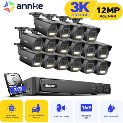 Kit De Videovigilancia Exteriores Cable 3k, Nvr 16 Canales Y Cámara Poe 16x5mp, Detección De Personas/vehículos, Visión Nocturna Color, Luz Dual Inteligente,disco Duro De 3 Tb - Annke Kit De Videovigilancia Exteriores Cable 3k, Nvr 16 Canales Y Cámara Poe 16x5mp, Detección De Personas/vehículos, Visión Nocturna Color, Luz Dual Inteligente,disco Duro De 3 Tb - Annke