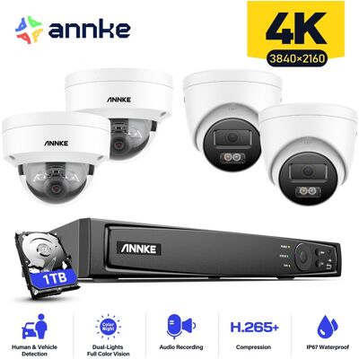 4k 16ch Sistema De Cámaras De Seguridad 4 Tower Y 4 Dome Exterior Visión Nocturna Acceso Remoto,1tb Hdd - Annke 4k 16ch Sistema De Cámaras De Seguridad 4 Tower Y 4 Dome Exterior Visión Nocturna Acceso Remoto,1tb Hdd - Annke