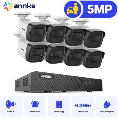 5mp Kit De Videovigilancia Poe,8x 5mp Cámara Ip Poe,visión Nocturna Detección Movimiento,grabación Audio - Annke 5mp Kit De Videovigilancia Poe,8x 5mp Cámara Ip Poe,visión Nocturna Detección Movimiento,grabación Audio - Annke