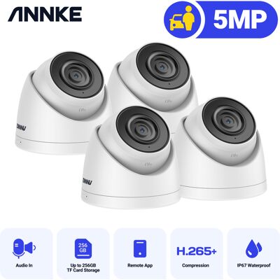 Annke - 5mp Poe Cámara De Seguridad Exterior Visión Nocturna Detección Movimiento,4pcs Cámara Annke - 5mp Poe Cámara De Seguridad Exterior Visión Nocturna Detección Movimiento,4pcs Cámara