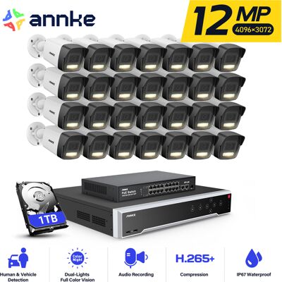12mp Poe Cámara De Seguridad,32ch Nvr 28 Cámara Poe Visión Nocturna Detección Movimiento App/pc Remoto Kit De Videovigilancia,1tb Hdd - Annke 12mp Poe Cámara De Seguridad,32ch Nvr 28 Cámara Poe Visión Nocturna Detección Movimiento App/pc Remoto Kit De Videovigilancia,1tb Hdd - Annke