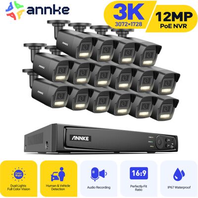 Kit De Videovigilancia Exteriores Cable 3k, Nvr 16 Canales Y Cámara Poe 16x5mp, Detección De Personas/vehículos, Visión Nocturna Color, Luz Dual Inteligente - Annke Kit De Videovigilancia Exteriores Cable 3k, Nvr 16 Canales Y Cámara Poe 16x5mp, Detección De Personas/vehículos, Visión Nocturna Color, Luz Dual Inteligente - Annke