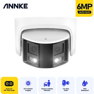 Annke - 6mp Poe Cámara De Seguridad Exterior Color Visión Nocturna Doble Lente Panorámica De 180° Annke - 6mp Poe Cámara De Seguridad Exterior Color Visión Nocturna Doble Lente Panorámica De 180°