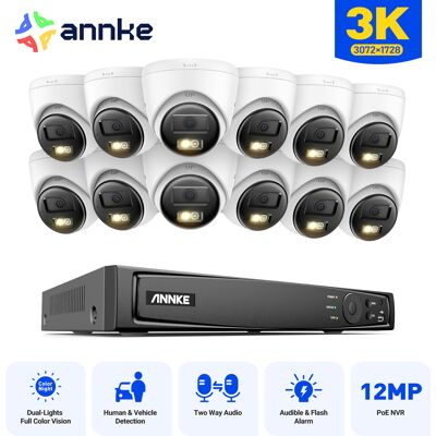 Kit De Cámara De Videovigilancia Exterior 5mp 16ch Con 12 Cámaras Ip,audio Bidireccional,visión Nocturna Ir,detección De Movimiento Inteligente Alerta Email App/pc Remota - Annke Kit De Cámara De Videovigilancia Exterior 5mp 16ch Con 12 Cámaras Ip,audio Bidireccional,visión Nocturna Ir,detección De Movimiento Inteligente Alerta Email App/pc Remota - Annke