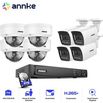 12mp Kits De Videovigilancia Poe,16ch Nvr Con 8x12mp Cámara Exterior Color Visión Nocturna Acceso Remoto Kit Cámaras De Vigilancia 4 Balle+4 Dôme,6tb Hdd - Annke 12mp Kits De Videovigilancia Poe,16ch Nvr Con 8x12mp Cámara Exterior Color Visión Nocturna Acceso Remoto Kit Cámaras De Vigilancia 4 Balle+4 Dôme,6tb Hdd - Annke