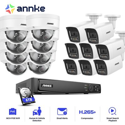 12mp Kits De Videovigilancia Exterior,16ch Nvr Con 16x12mp Cámara Poe Detección Movimiento Color Visión Nocturna 8 Balle+8 Dôme,6tb Hdd - Annke 12mp Kits De Videovigilancia Exterior,16ch Nvr Con 16x12mp Cámara Poe Detección Movimiento Color Visión Nocturna 8 Balle+8 Dôme,6tb Hdd - Annke