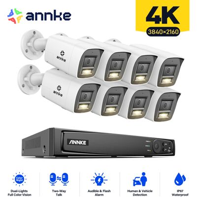 4k Kits De Videovigilancia Exterior 8ch Nvr 8×cámara Smart Doble Luz Audio Bidireccional,visión Nocturna,detección Movimiento Kit De Cámara Vigilancia Cable - Annke 4k Kits De Videovigilancia Exterior 8ch Nvr 8×cámara Smart Doble Luz Audio Bidireccional,visión Nocturna,detección Movimiento Kit De Cámara Vigilancia Cable - Annke