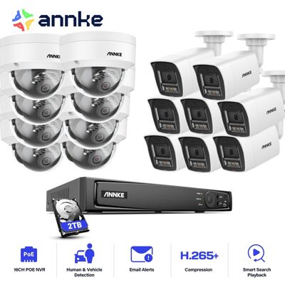 12mp Kits De Videovigilancia Exterior,16ch Nvr Con 16x12mp Cámara Poe Detección Movimiento Color Visión Nocturna 8 Balle+8 Dôme,2tb Hdd - Annke 12mp Kits De Videovigilancia Exterior,16ch Nvr Con 16x12mp Cámara Poe Detección Movimiento Color Visión Nocturna 8 Balle+8 Dôme,2tb Hdd - Annke