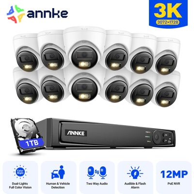 Kit De Cámara De Videovigilancia Exterior 5mp 16ch Con 12 Cámaras Ip,audio Bidireccional,visión Nocturna Ir,detección De Movimiento Inteligente Alerta Email App/pc Remota 1tb - Annke Kit De Cámara De Videovigilancia Exterior 5mp 16ch Con 12 Cámaras Ip,audio Bidireccional,visión Nocturna Ir,detección De Movimiento Inteligente Alerta Email App/pc Remota 1tb - Annke