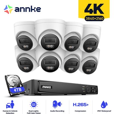 Annke 8ch Kit De Videovigilancia Nvr 8 × 8mp Cámara Torreta Smart Doble Luz Acceso Remoto Seguridad Vigilancia Cámaras Sistema,4tb Annke 8ch Kit De Videovigilancia Nvr 8 × 8mp Cámara Torreta Smart Doble Luz Acceso Remoto Seguridad Vigilancia Cámaras Sistema,4tb