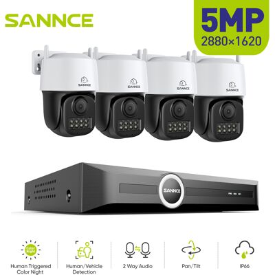 Sannce Sistema De Seguridad Poe De 4 Canales Y 5 Mp De, Cámaras Ip Pt, S+265, Detección De Personas Y Vehículos Mediante Ia, Reproducción Inteligente, Notificaciones Inteligentes Con Imágenes Adjuntas Sannce Sistema De Seguridad Poe De 4 Canales Y 5 Mp De, Cámaras Ip Pt, S+265, Detección De Personas Y Vehículos Mediante Ia, Reproducción Inteligente, Notificaciones Inteligentes Con Imágenes Adjuntas
