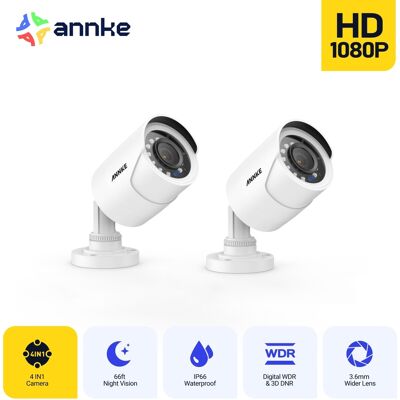 Sistema De Cámara 1080p Ahd/tvi/cvi/cvbs, 4 En 1 Cable Exteriores, Analógica Visión Nocturna,ip66,2pcs - Annke Sistema De Cámara 1080p Ahd/tvi/cvi/cvbs, 4 En 1 Cable Exteriores, Analógica Visión Nocturna,ip66,2pcs - Annke