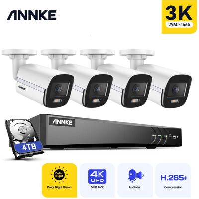 Kit De Cámara De Videovigilancia Exterior Cable 8 Canales Dvr, 4 Cámaras 5mp, Visión Nocturna Color,micrófono Incorporado,acceso Remoto 4tb - Annke Kit De Cámara De Videovigilancia Exterior Cable 8 Canales Dvr, 4 Cámaras 5mp, Visión Nocturna Color,micrófono Incorporado,acceso Remoto 4tb - Annke