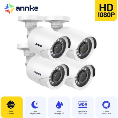 Annke - Sistema De Cámara 1080p Ahd/tvi/cvi/cvbs, 4 En 1 Cable Exteriores, Analógica Visión Nocturna,ip66,4pcs Annke - Sistema De Cámara 1080p Ahd/tvi/cvi/cvbs, 4 En 1 Cable Exteriores, Analógica Visión Nocturna,ip66,4pcs