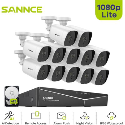 Sannce - Kit Videosorveglianza 1080p Hd 16ch Dvr Movimento Rilevamento Ir Night Vision Monitoraggio Remoto Sicurezza Sistema - 4 Tb Hdd Sannce - Kit Videosorveglianza 1080p Hd 16ch Dvr Movimento Rilevamento Ir Night Vision Monitoraggio Remoto Sicurezza Sistema - 4 Tb Hdd