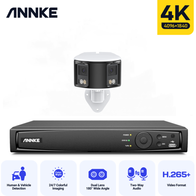 Annke - 8mp Kit De Cámara De Seguridad Lente Dual Panorámica 180° Audio Bidireccional, Sistema De Vigilancia De Seguridad Annke - 8mp Kit De Cámara De Seguridad Lente Dual Panorámica 180° Audio Bidireccional, Sistema De Vigilancia De Seguridad