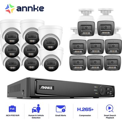 Annke 12mp Kits De Videovigilancia Poe Cable,16ch Nvr Con 16x12mp Cámara Detección Movimiento Color Visión Nocturna Grabación 24/7,8 Tower+8 Balle Cámara Annke 12mp Kits De Videovigilancia Poe Cable,16ch Nvr Con 16x12mp Cámara Detección Movimiento Color Visión Nocturna Grabación 24/7,8 Tower+8 Balle Cámara