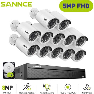 ANNKE Sannce Sistema De Cámaras Cctv Cable Poe,16 Canales Cámara De Seguridad Poe De 5mp×12,grabación 24/7 Visión Nocturna,1tb Hdd ANNKE Sannce Sistema De Cámaras Cctv Cable Poe,16 Canales Cámara De Seguridad Poe De 5mp×12,grabación 24/7 Visión Nocturna,1tb Hdd