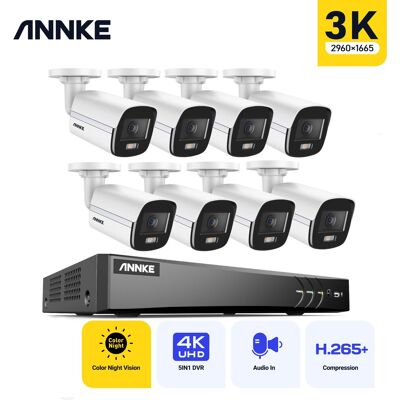 5mp Kit De Vigilancia Exterior 8ch Dvr, 8 Cámaras 5mp, Visión Nocturna Color,micrófono Incorporado,acceso Remoto Sistema De Cámara Seguridad 0tb - Annke 5mp Kit De Vigilancia Exterior 8ch Dvr, 8 Cámaras 5mp, Visión Nocturna Color,micrófono Incorporado,acceso Remoto Sistema De Cámara Seguridad 0tb - Annke