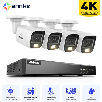 Annke - 4k Kit De Vigilancia Exterior,8ch Dvr 4 Cámaras,ip67,visión Nocturna Color E Ir, Sistema De Seguridad De Acceso Remoto,sin Disco Duro Annke - 4k Kit De Vigilancia Exterior,8ch Dvr 4 Cámaras,ip67,visión Nocturna Color E Ir, Sistema De Seguridad De Acceso Remoto,sin Disco Duro