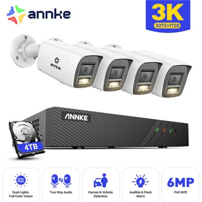 Kit De Videovigilancia Exterior,4×5mp Cámaras Audio Bidireccional,detección Movimiento,color Visión Nocturna,poe App/pc Remoto Sistema De Seguridad 4tb - Annke Kit De Videovigilancia Exterior,4×5mp Cámaras Audio Bidireccional,detección Movimiento,color Visión Nocturna,poe App/pc Remoto Sistema De Seguridad 4tb - Annke