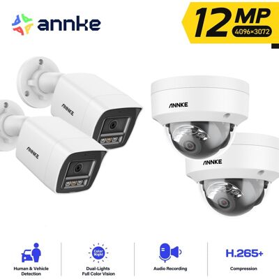 Annke - 12mp Cámara De Seguridad Exterior Visión Nocturna A Color Detección De Movimiento Acceso Remoto,4pcs Annke - 12mp Cámara De Seguridad Exterior Visión Nocturna A Color Detección De Movimiento Acceso Remoto,4pcs