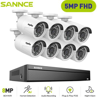 Annke - Sannce Sistema De Cámaras Cctv Cable Poe,16 Canales Cámara De Seguridad Poe De 5mp× 8,grabación 24/7 Visión Nocturna Annke - Sannce Sistema De Cámaras Cctv Cable Poe,16 Canales Cámara De Seguridad Poe De 5mp× 8,grabación 24/7 Visión Nocturna