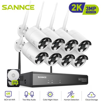 Sannce Sistema De Videovigilancia Inalámbrico De 8 Canales Con 8 Cámaras De Vigilancia Wi-fi Para Exteriores De 3 Mp, Grabador De Vídeo En Red (nvr) Con Acceso Ip Inalámbrico, 8 Mp, Disco Duro De 2 Tb Sannce Sistema De Videovigilancia Inalámbrico De 8 Canales Con 8 Cámaras De Vigilancia Wi-fi Para Exteriores De 3 Mp, Grabador De Vídeo En Red (nvr) Con Acceso Ip Inalámbrico, 8 Mp, Disco Duro De 2 Tb