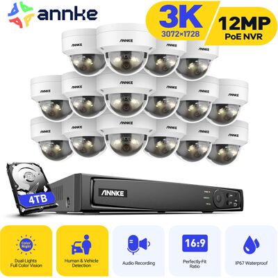 3k Kit De Videovigilancia Exteriores Cable,16ch Nvr Y 16x5mp Cámara Poe, Luz Dual Inteligente, Detección Personas/vehículos, Color Visión Nocturna,4tb Hdd - Annke 3k Kit De Videovigilancia Exteriores Cable,16ch Nvr Y 16x5mp Cámara Poe, Luz Dual Inteligente, Detección Personas/vehículos, Color Visión Nocturna,4tb Hdd - Annke