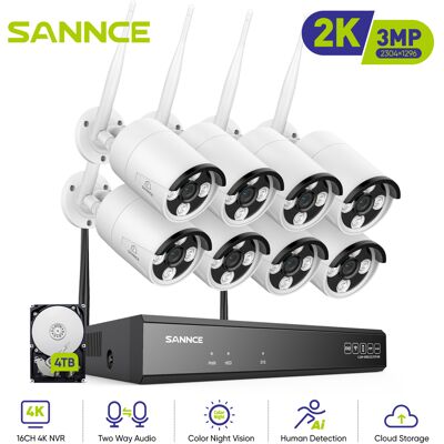 Sannce Sistema De Videovigilancia Inalámbrico De 3 Mp Con Cámaras Ip Wi-fi, Grabación De Audio, Detección Inteligente De Personas Mediante Ia, Compatible Con Alexa Y Disco Duro De 4 Tb. Sannce Sistema De Videovigilancia Inalámbrico De 3 Mp Con Cámaras Ip Wi-fi, Grabación De Audio, Detección Inteligente De Personas Mediante Ia, Compatible Con Alexa Y Disco Duro De 4 Tb.