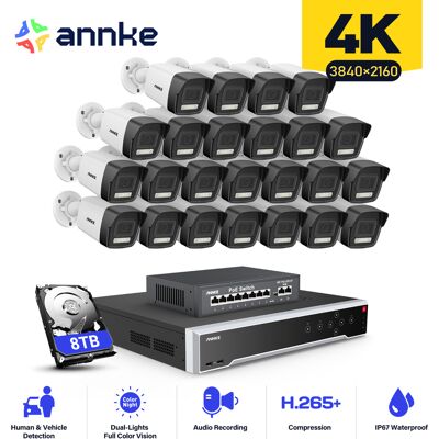 Cámara De Seguridad Exterior,32ch Nvr 24× Cámara Poe Detección Movimiento Visión Nocturna Kit De Videovigilancia,8tb Hdd - Annke Cámara De Seguridad Exterior,32ch Nvr 24× Cámara Poe Detección Movimiento Visión Nocturna Kit De Videovigilancia,8tb Hdd - Annke