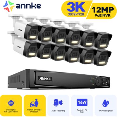 Kit De Videovigilancia Exteriores Cable 3k, Cámara De Vigilancia Con Nvr 16ch E 12x5mp Cámara Ip Poe, Detección Personas/vehículos, Color Visión Nocturna - Annke Kit De Videovigilancia Exteriores Cable 3k, Cámara De Vigilancia Con Nvr 16ch E 12x5mp Cámara Ip Poe, Detección Personas/vehículos, Color Visión Nocturna - Annke