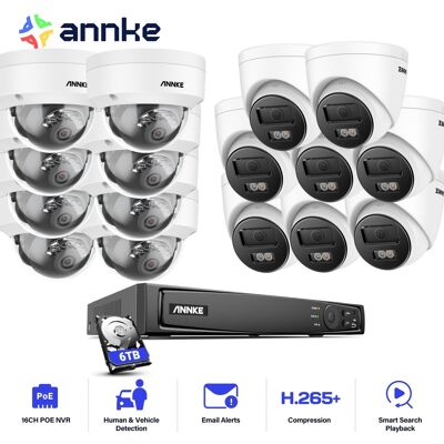 12mp Kits De Videovigilancia,16ch Nvr Con 16x12mp Cámara Seguridad Detección Movimiento Color Visión Nocturna 8 Dôme+8 Tower,6tb Hdd - Annke 12mp Kits De Videovigilancia,16ch Nvr Con 16x12mp Cámara Seguridad Detección Movimiento Color Visión Nocturna 8 Dôme+8 Tower,6tb Hdd - Annke