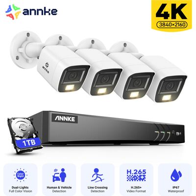 4k Kits De Videovigilancia Torreta Exterior Cable,8ch Dvr 4 Cámaras,visión Nocturna Color E Ir, Ip67, Sistema De Seguridad De Acceso Remoto,1tb - Annke 4k Kits De Videovigilancia Torreta Exterior Cable,8ch Dvr 4 Cámaras,visión Nocturna Color E Ir, Ip67, Sistema De Seguridad De Acceso Remoto,1tb - Annke