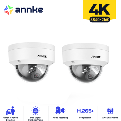 Cámara de seguridad 4K Annke con visión nocturna - Domo interior/exterior - Detección de personas/vehículos Cámara de seguridad 4K Annke con visión nocturna - Domo interior/exterior - Detección de personas/vehículos
