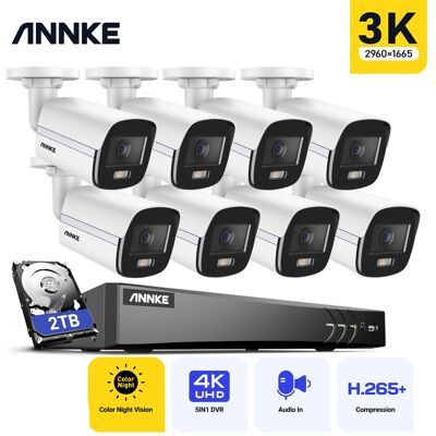 5mp Kit De Vigilancia Exterior 8ch Dvr, 8 Cámaras 5mp, Visión Nocturna Color,micrófono Incorporado,acceso Remoto Sistema De Cámara Seguridad 2tb - Annke 5mp Kit De Vigilancia Exterior 8ch Dvr, 8 Cámaras 5mp, Visión Nocturna Color,micrófono Incorporado,acceso Remoto Sistema De Cámara Seguridad 2tb - Annke
