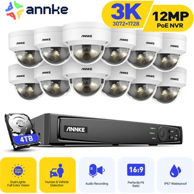 3k Kit De Videovigilancia Exteriores Cable,16ch Nvr Y 12x5mp Cámara Poe, Luz Dual Inteligente, Detección Personas/vehículos, Color Visión Nocturna,4tb Hdd - Annke 3k Kit De Videovigilancia Exteriores Cable,16ch Nvr Y 12x5mp Cámara Poe, Luz Dual Inteligente, Detección Personas/vehículos, Color Visión Nocturna,4tb Hdd - Annke