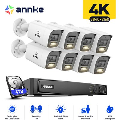Annke - 4k Kits De Videovigilancia Exterior 8ch Nvr 8×cámara Smart Doble Luz Audio Bidireccional,visión Nocturna,detección Movimiento Kit De Cámara Vigilancia Cable 4tb Annke - 4k Kits De Videovigilancia Exterior 8ch Nvr 8×cámara Smart Doble Luz Audio Bidireccional,visión Nocturna,detección Movimiento Kit De Cámara Vigilancia Cable 4tb