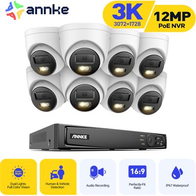 Cámara De Vigilancia Exterior 3k, Kit De Videovigilancia Con Nvr De 16 Canales Y Cámara Ip Poe De 8x5mp, Visión Nocturna En Color, Detección De Personas/vehículos - Annke Cámara De Vigilancia Exterior 3k, Kit De Videovigilancia Con Nvr De 16 Canales Y Cámara Ip Poe De 8x5mp, Visión Nocturna En Color, Detección De Personas/vehículos - Annke