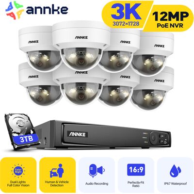3k Kit De Videovigilancia Exteriores Cable,16ch Nvr Y 8x5mp Cámara Poe, Luz Dual Inteligente, Detección Personas/vehículos, Color Visión Nocturna,3tb Hdd - Annke 3k Kit De Videovigilancia Exteriores Cable,16ch Nvr Y 8x5mp Cámara Poe, Luz Dual Inteligente, Detección Personas/vehículos, Color Visión Nocturna,3tb Hdd - Annke