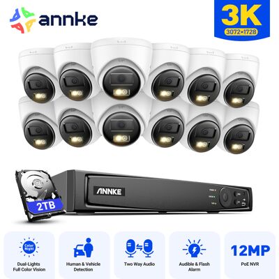 Kit De Cámara De Videovigilancia Exterior 5mp 16ch Con 12 Cámaras Ip,audio Bidireccional,visión Nocturna Ir,detección De Movimiento Inteligente Alerta Email App/pc Remota 2tb - Annke Kit De Cámara De Videovigilancia Exterior 5mp 16ch Con 12 Cámaras Ip,audio Bidireccional,visión Nocturna Ir,detección De Movimiento Inteligente Alerta Email App/pc Remota 2tb - Annke