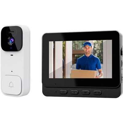 OEM Videoportero Inalámbrico Hd 1080p Con Pantalla De 4,3 Pulgadas, Cámara De Vigilancia, Visión Nocturna, Captura Automática, Color Blanco. OEM Videoportero Inalámbrico Hd 1080p Con Pantalla De 4,3 Pulgadas, Cámara De Vigilancia, Visión Nocturna, Captura Automática, Color Blanco.