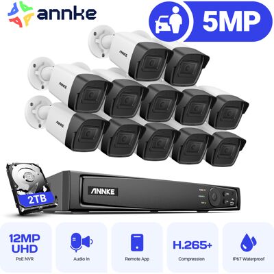 Kit Camara De Vigilancia 5mp ×12 Cámara Poe Exterior Visión Nocturna Grabación 24/7 Cámara Sistema De Videovigilancia Acceso Remoto 2tb - Annke Kit Camara De Vigilancia 5mp ×12 Cámara Poe Exterior Visión Nocturna Grabación 24/7 Cámara Sistema De Videovigilancia Acceso Remoto 2tb - Annke