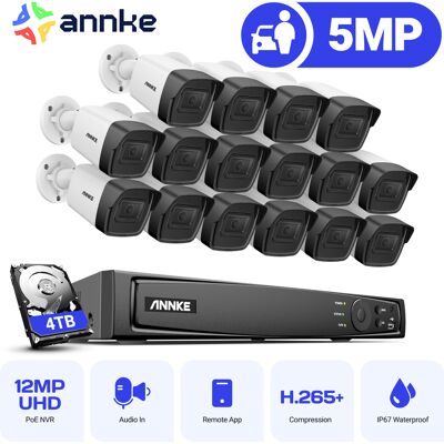 Kit Camara De Vigilancia 5mp ×16 Cámara Poe Exterior Visión Nocturna Grabación 24/7 Cámara Sistema De Videovigilancia Acceso Remoto 4tb - Annke Kit Camara De Vigilancia 5mp ×16 Cámara Poe Exterior Visión Nocturna Grabación 24/7 Cámara Sistema De Videovigilancia Acceso Remoto 4tb - Annke