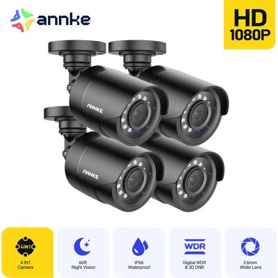 Annke - Cámara De Seguridad 1080p Ahd/tvi/cvi/cvbs, 4 En 1 Cable Exteriores, Analógica Visión Nocturna,4pcs Annke - Cámara De Seguridad 1080p Ahd/tvi/cvi/cvbs, 4 En 1 Cable Exteriores, Analógica Visión Nocturna,4pcs